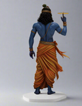 Blue-skinned figure with orange garment on a gray background